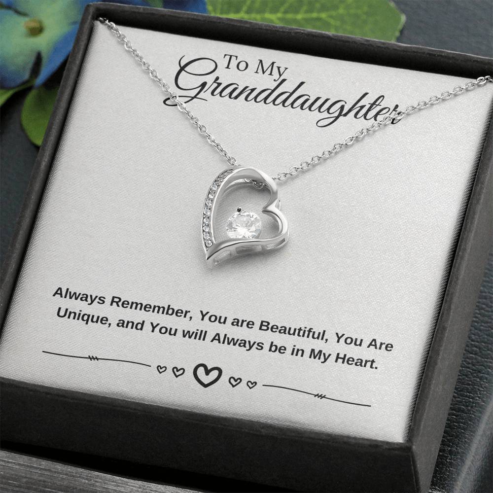 To My Granddaughter - You are Beautiful Unique and Always in my Heart - Forever Love Necklace-BUNNYKACHU