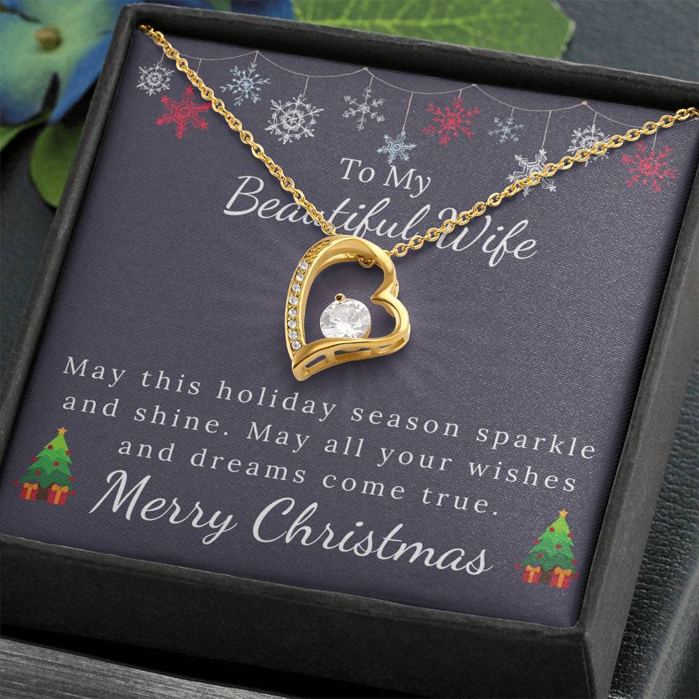 To My Beautiful Wife - Christmas Gift - Sparkle and Shine Forever Love Necklace-BUNNYKACHU