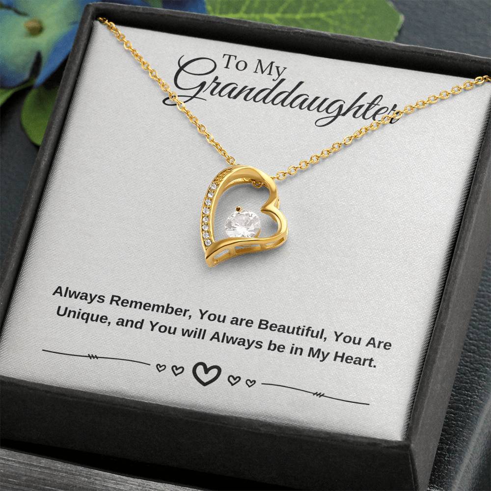 To My Granddaughter - You are Beautiful Unique and Always in my Heart - Forever Love Necklace-BUNNYKACHU
