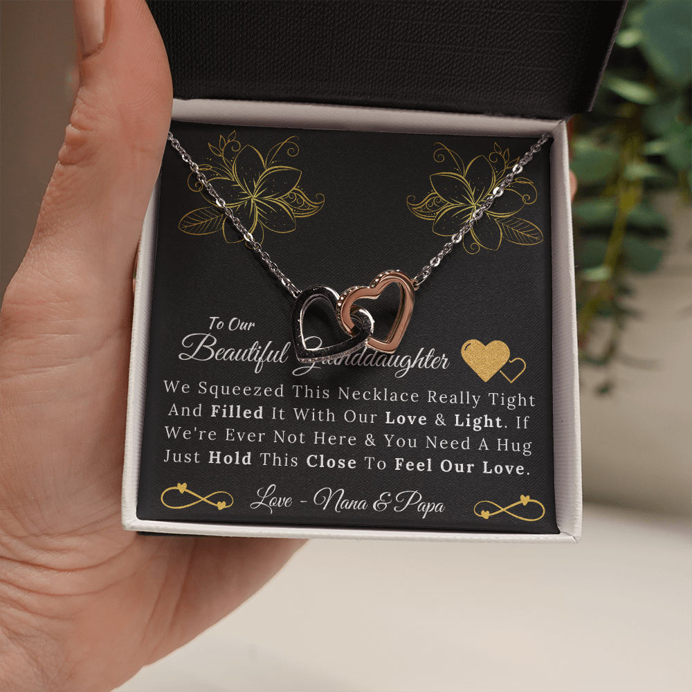 To Our Beautiful Granddaughter From Nana & Papa - Love and Light - Interlock Hearts Necklace-BUNNYKACHU