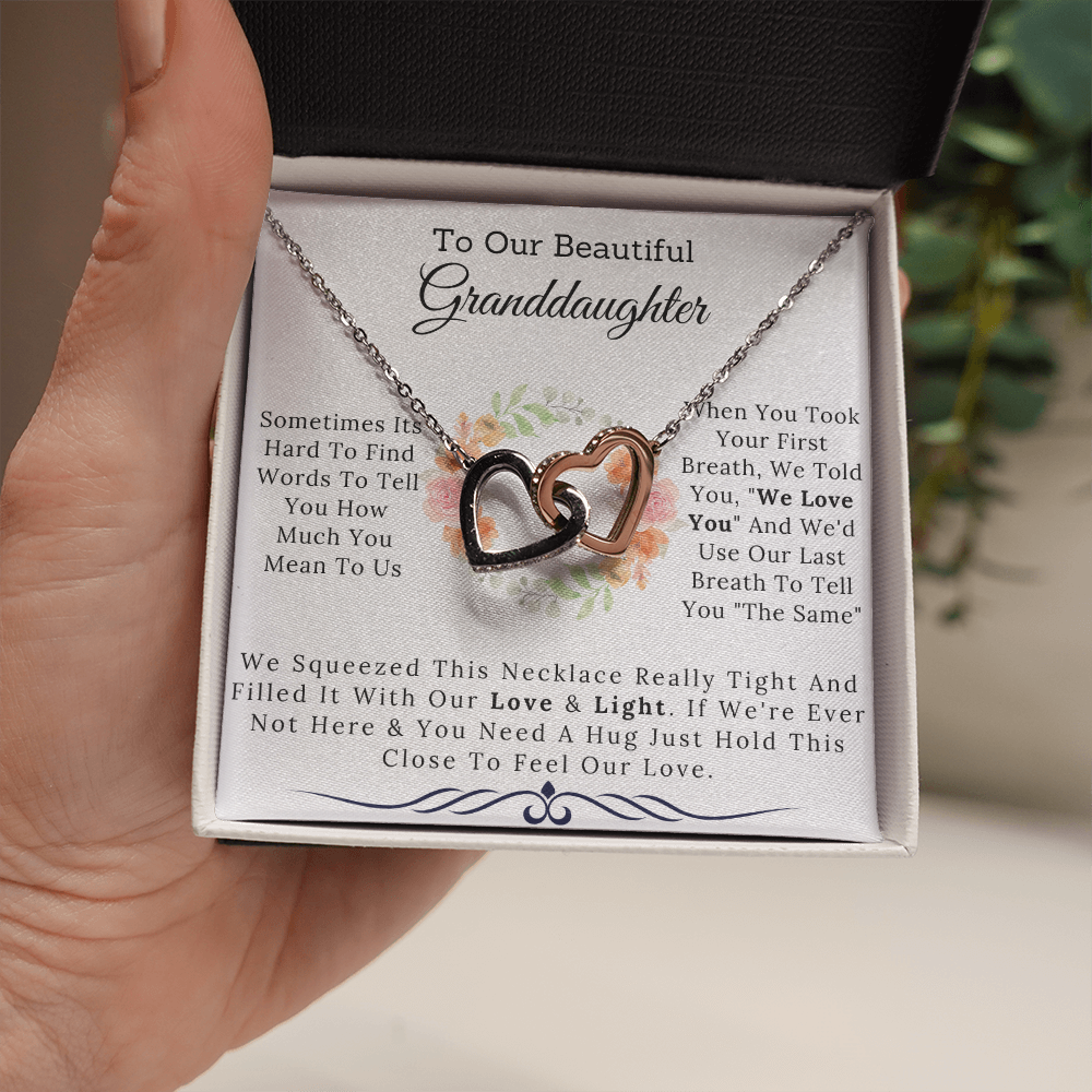 To Our Beautiful Granddaughter - Filled With My Love and Light - Interlocking Heart Necklace-BUNNYKACHU