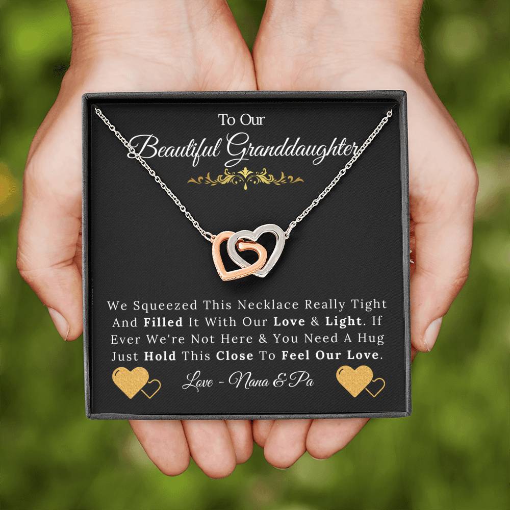 To Our Beautiful Granddaughter From Nana & Pa - Love and Light - Interlock Hearts Necklace-BUNNYKACHU