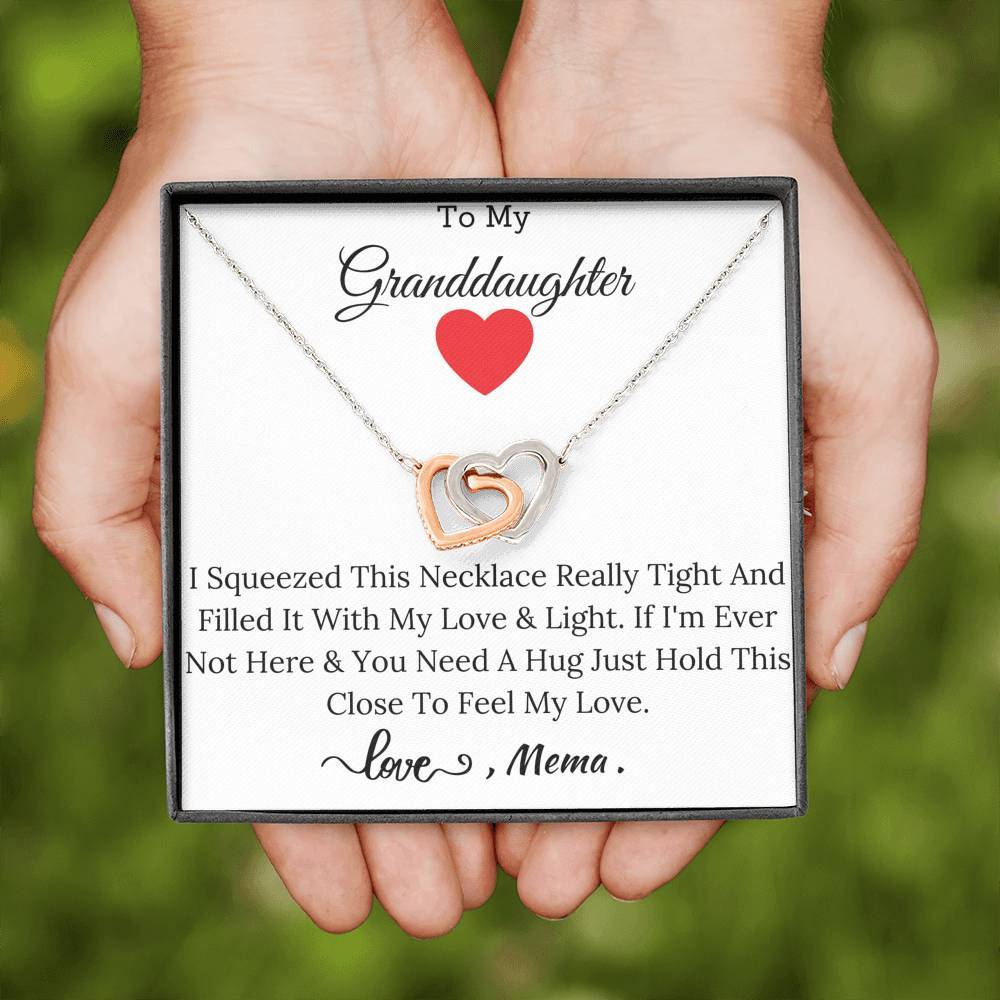 To My Granddaughter - From Mema - Interlocking Heart Necklace Filled With My Love and Light-BUNNYKACHU