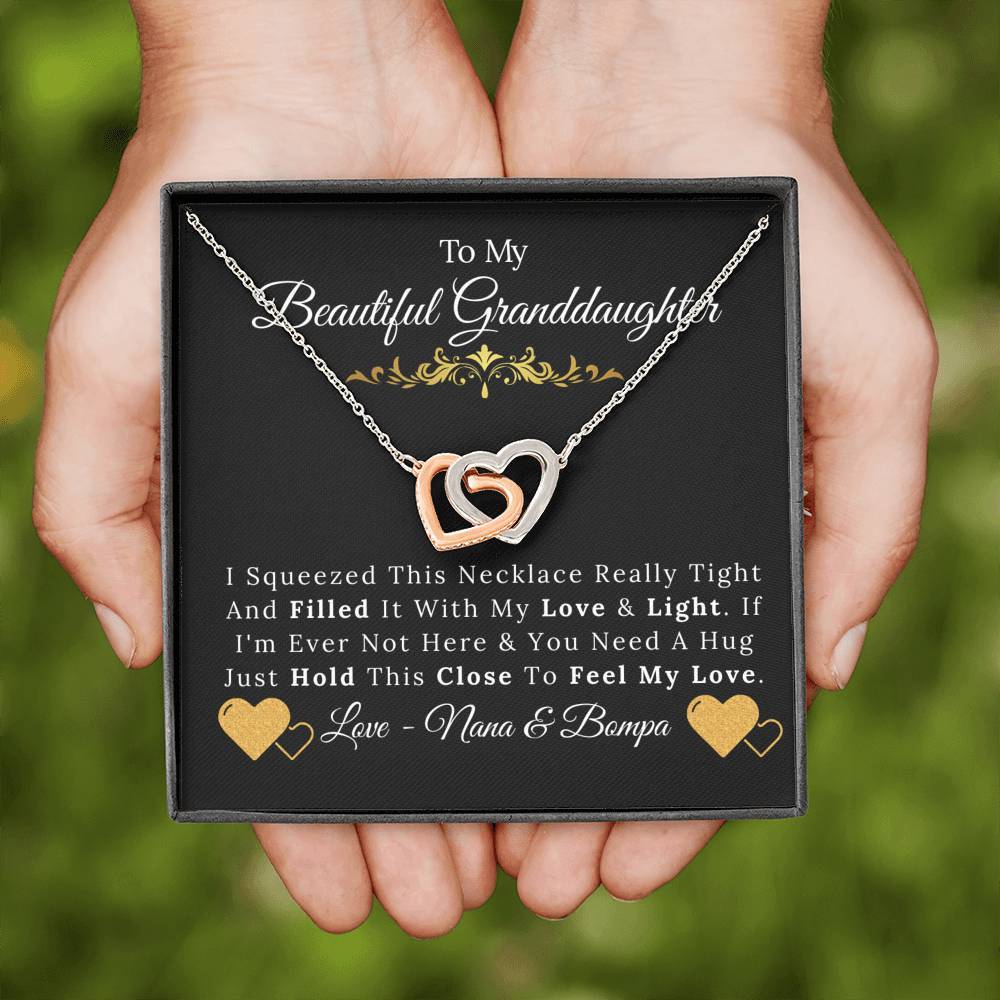 To My Beautiful Granddaughter - Love and Light - Interlocking Hearts Necklace - Nana and Bompa-BUNNYKACHU