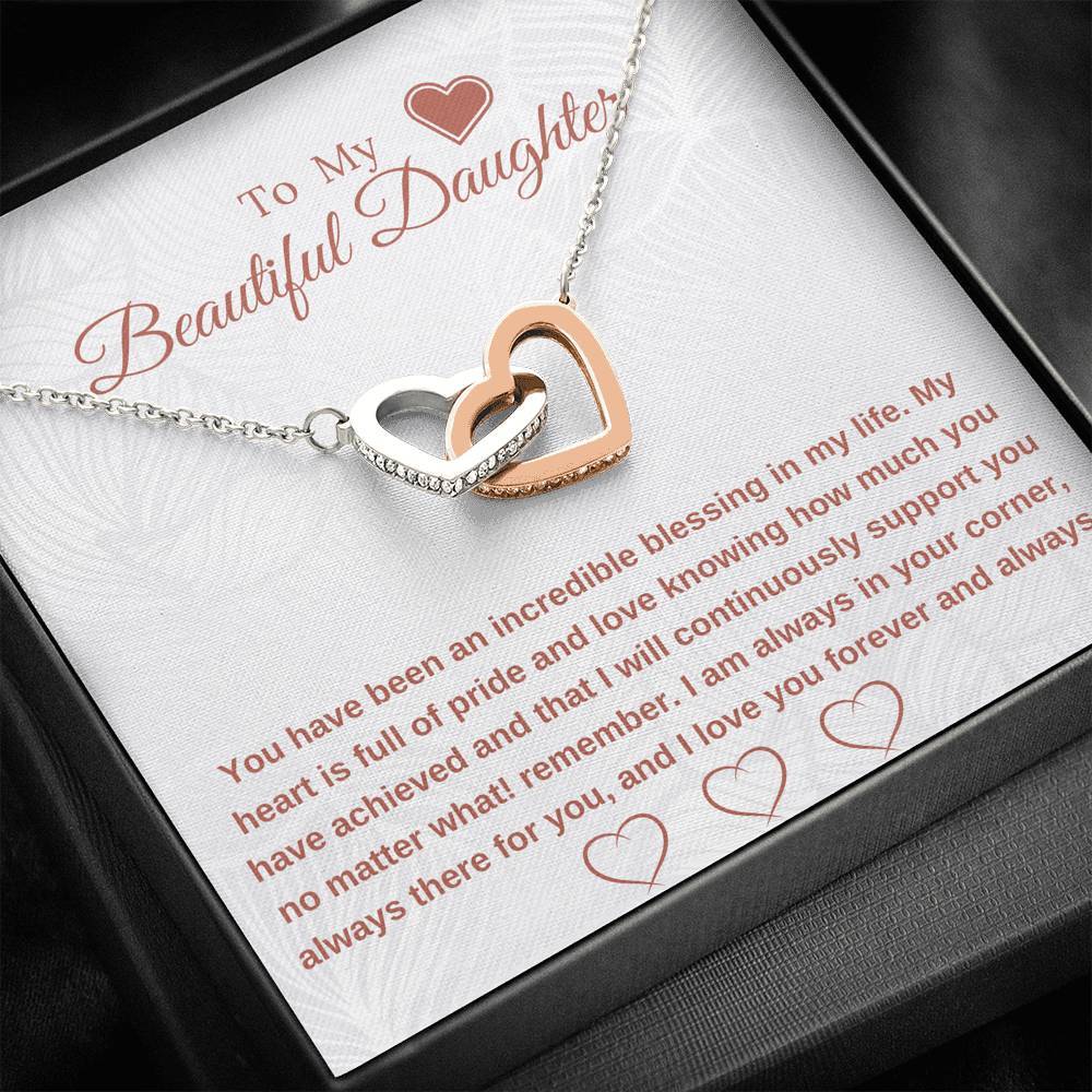 To My Beautiful Daughter - You have been an incredible blessing - Interlocking Hearts Necklace-BUNNYKACHU