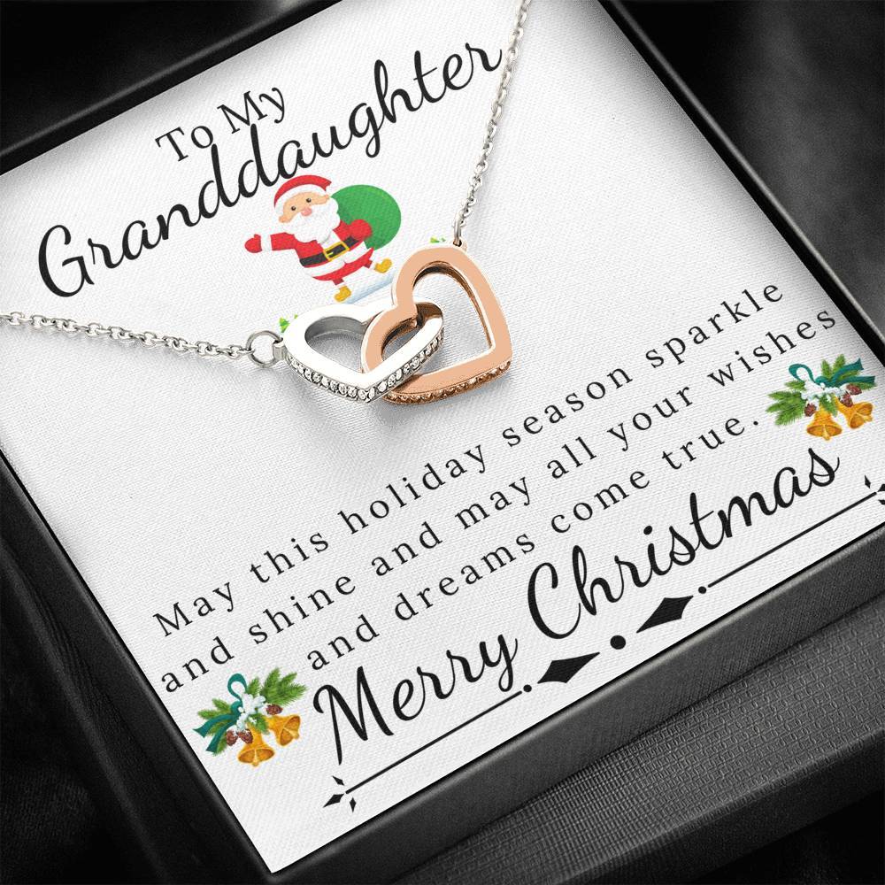 To My Granddaughter - Christmas Interlock Hearts Necklace-BUNNYKACHU