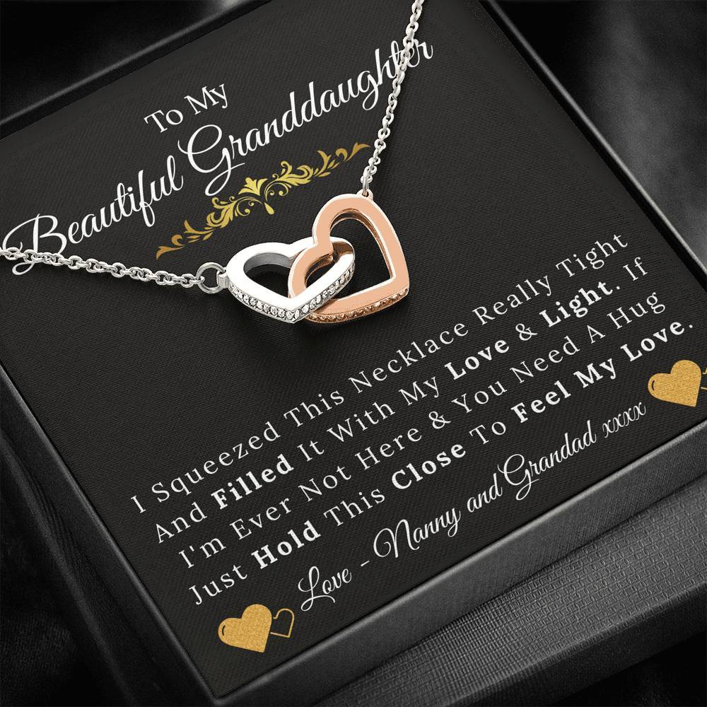 To My Beautiful Granddaughter - Love and Light - Interlock Hearts Necklace - Nanny & Granddad-BUNNYKACHU