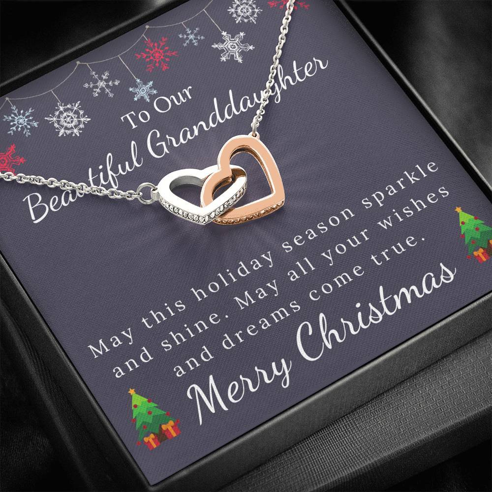 To My Beautiful Granddaughter - Christmas Gift - Sparkle and Shine Interlock Hearts Necklace-BUNNYKACHU