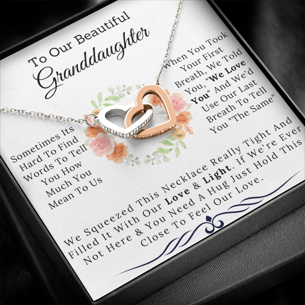 To Our Beautiful Granddaughter - Filled With My Love and Light - Interlocking Heart Necklace-BUNNYKACHU