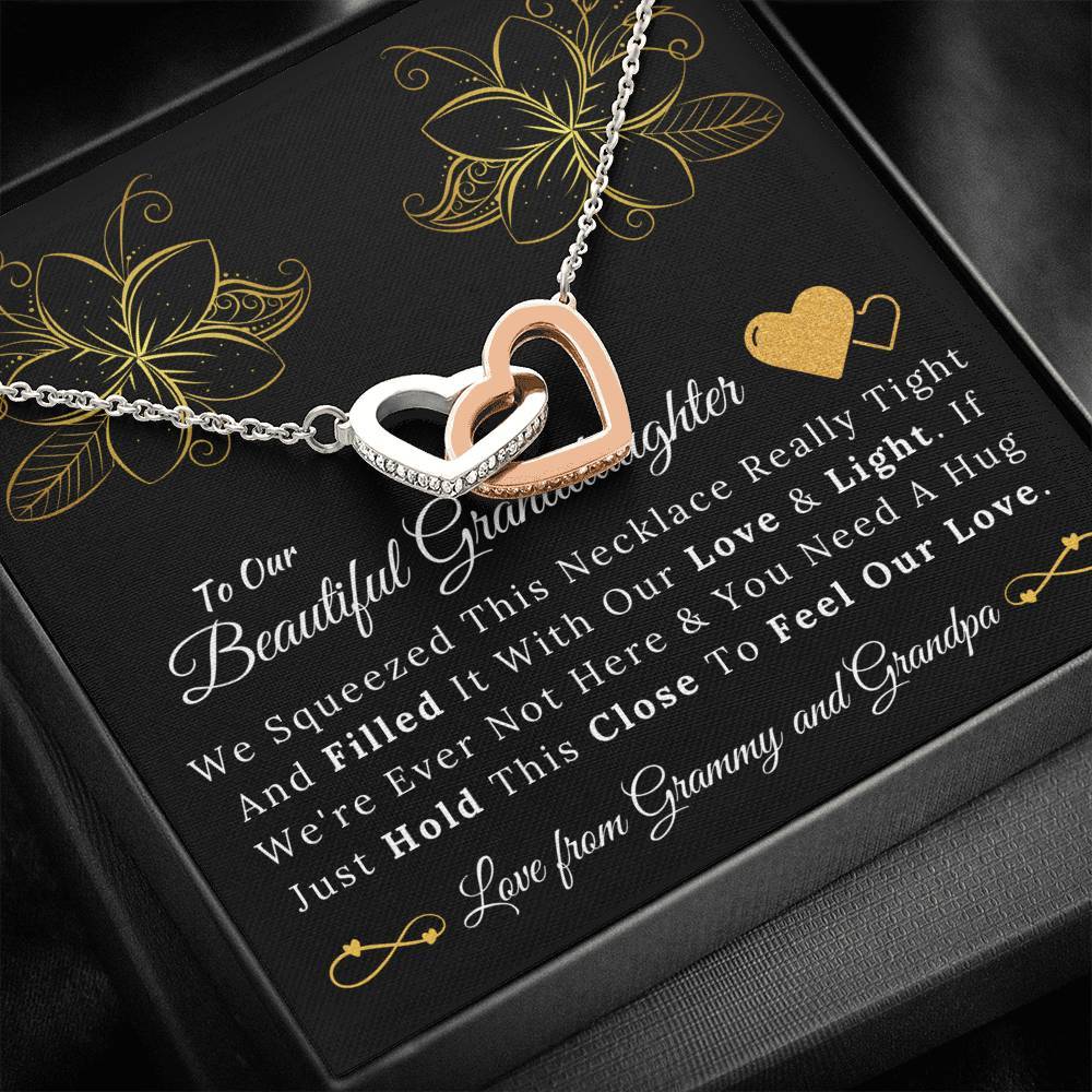To Our Beautiful Granddaughter From Grammy and Grandpa - Love and Light - Interlocking Hearts Necklace-BUNNYKACHU