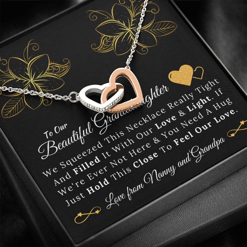 To Our Beautiful Granddaughter from Nanny and Grandpa - Love and Light Necklace - Interlocking Hearts Necklace-BUNNYKACHU