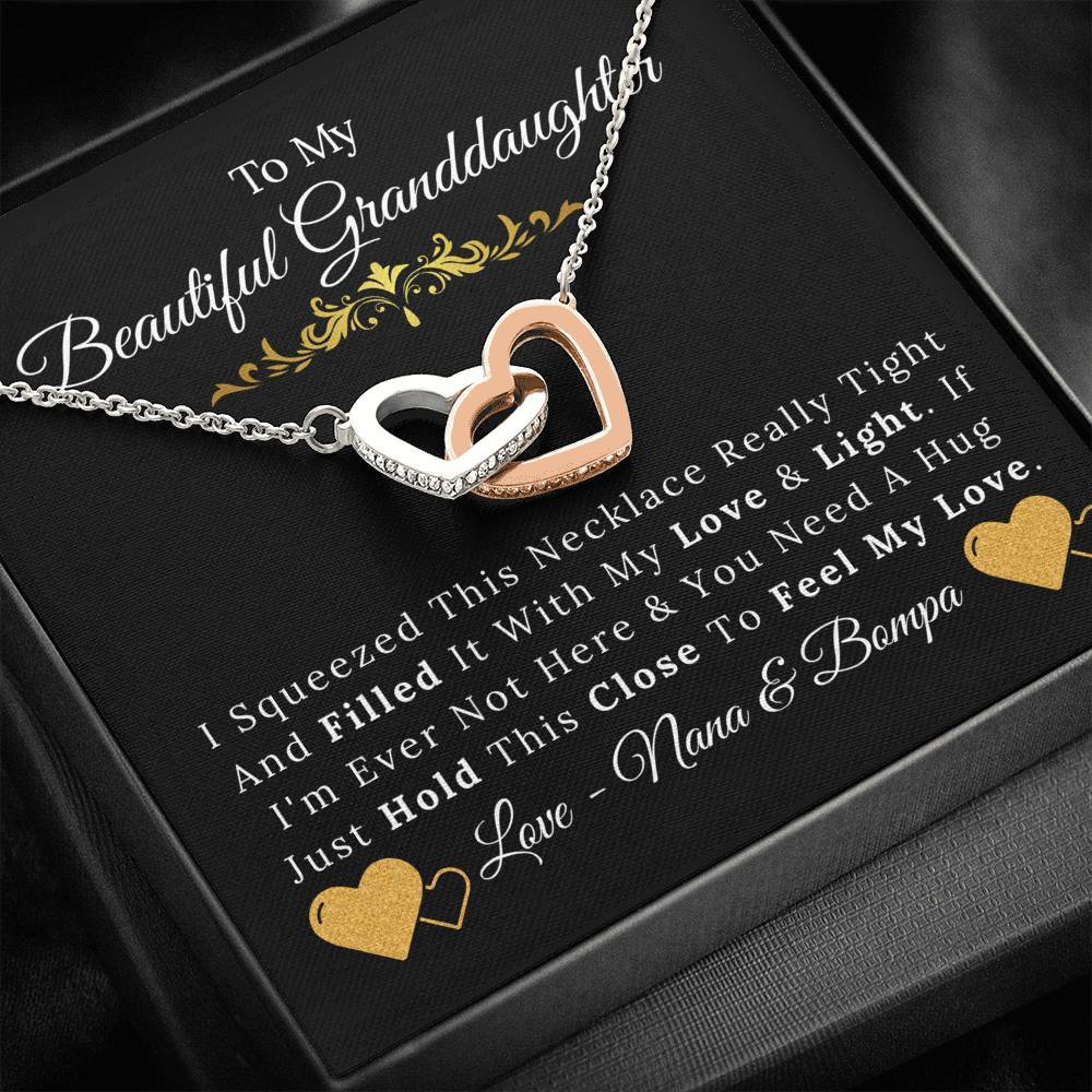 To My Beautiful Granddaughter - Love and Light - Interlocking Hearts Necklace - Nana and Bompa-BUNNYKACHU