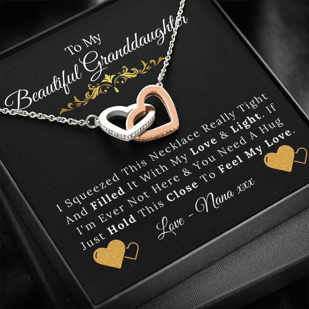 To My Beautiful Granddaughter - Love and Light - Interlock Hearts Necklace-BUNNYKACHU