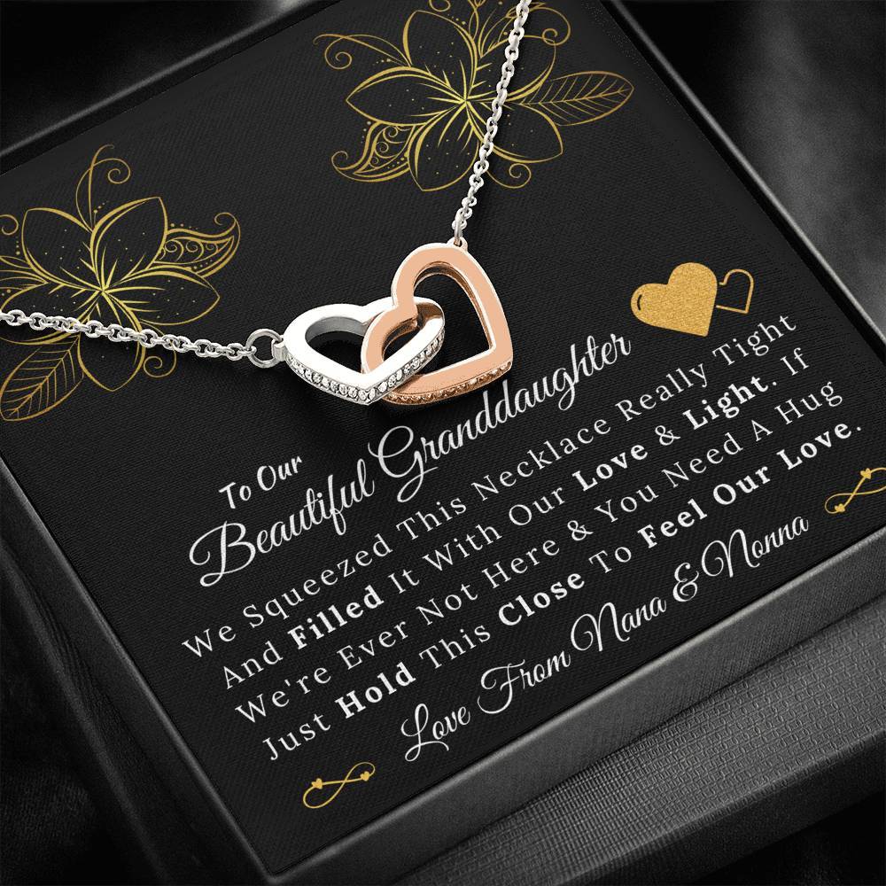 To Our Beautiful Granddaughter from Nana and Nonna - Love and Light - Interlocking Hearts Necklace-BUNNYKACHU