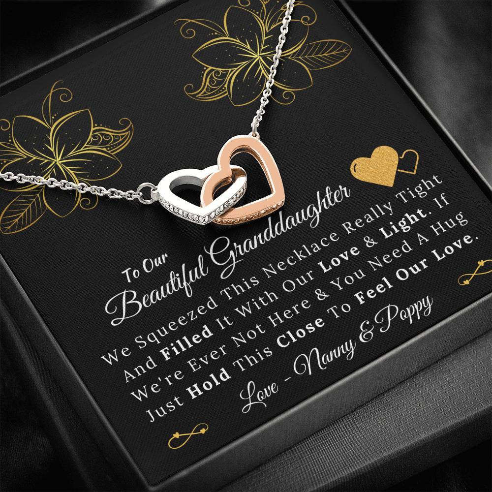 To My Beautiful Granddaughter From Nanny and Poppy - Love and Light - Interlocking Hearts Necklace-BUNNYKACHU