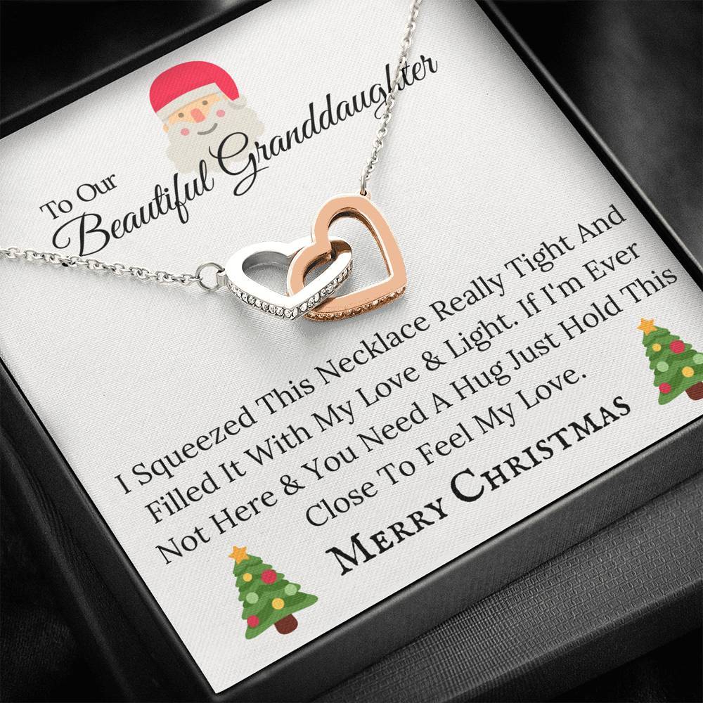 To Our Beautiful Granddaughter- Christmas Gift - Interlocking Hearts Necklace - Filled With My Love and Light-BUNNYKACHU