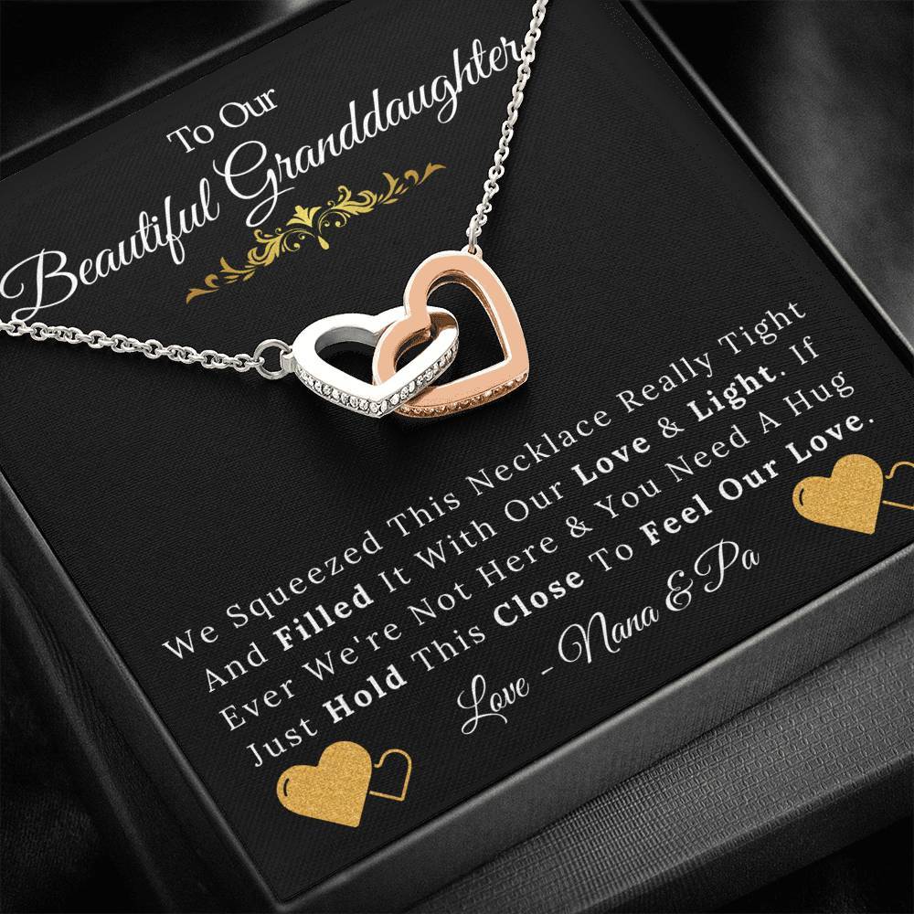 To Our Beautiful Granddaughter From Nana & Pa - Love and Light - Interlock Hearts Necklace-BUNNYKACHU