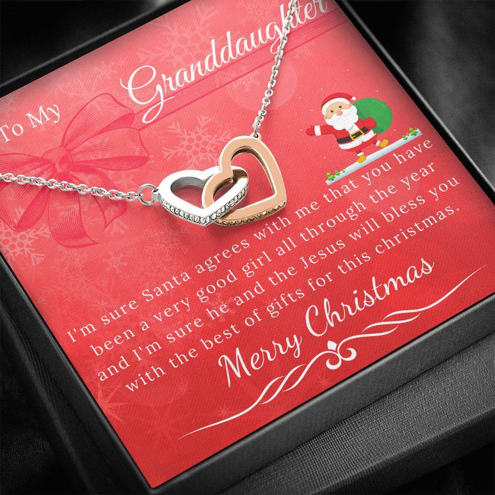 To My Granddaughter - Interlocking Hearts Christmas Necklace Gift Set-BUNNYKACHU