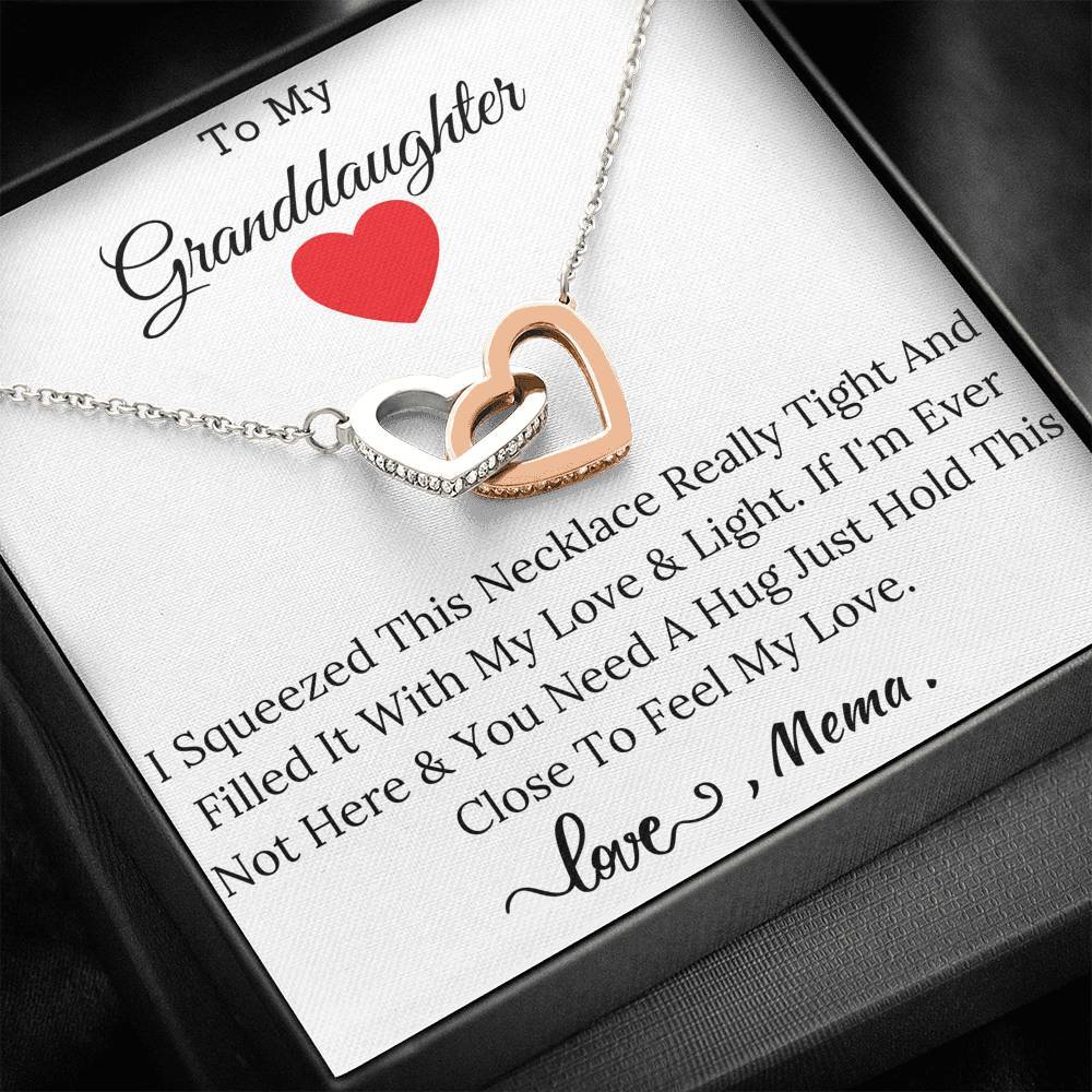 To My Granddaughter - From Mema - Interlocking Heart Necklace Filled With My Love and Light-BUNNYKACHU