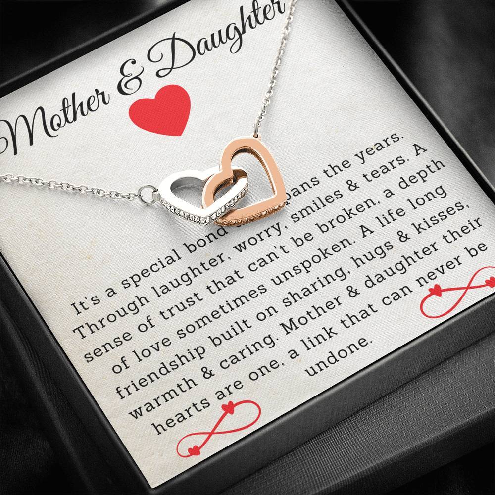 Mother and Daughter - Beautiful Bond That Spans The Years - Interlocking Hearts Necklace-BUNNYKACHU