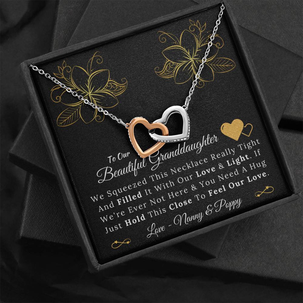 To My Beautiful Granddaughter From Nanny and Poppy - Love and Light - Interlocking Hearts Necklace-BUNNYKACHU