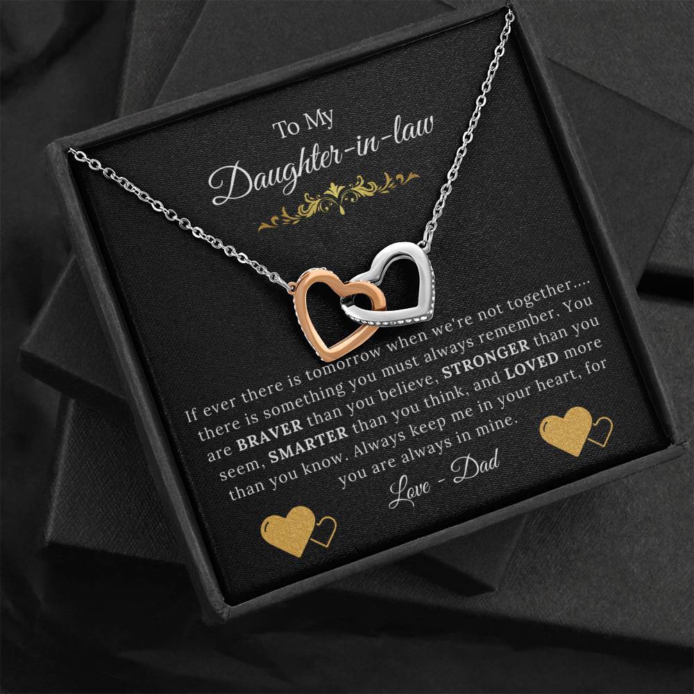 To My Daughter-in-law From Papa - You are Braver Stronger Smarter Loved - Interlock Hearts Necklace-BUNNYKACHU