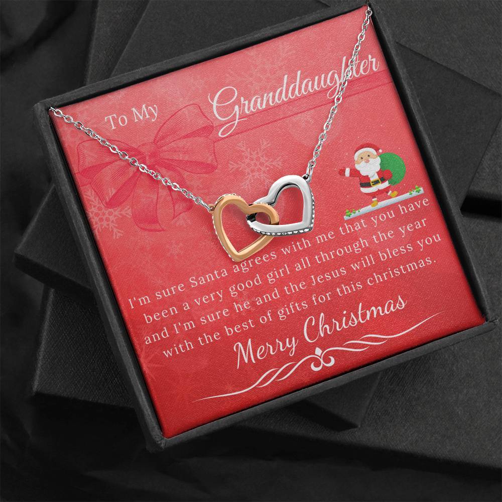 To My Granddaughter - Interlocking Hearts Christmas Necklace Gift Set-BUNNYKACHU
