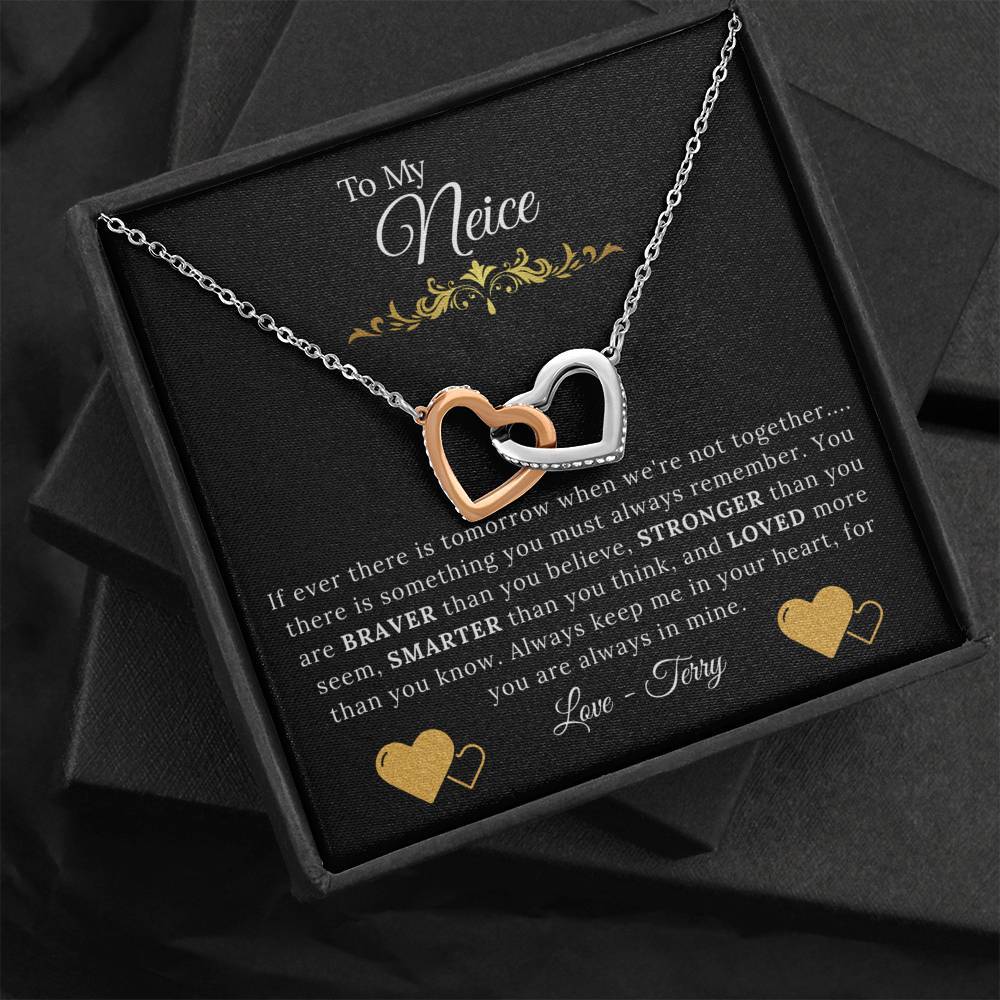 To My Neice  - You are Braver Stronger Smarter Loved - Interlock Hearts Necklace-BUNNYKACHU