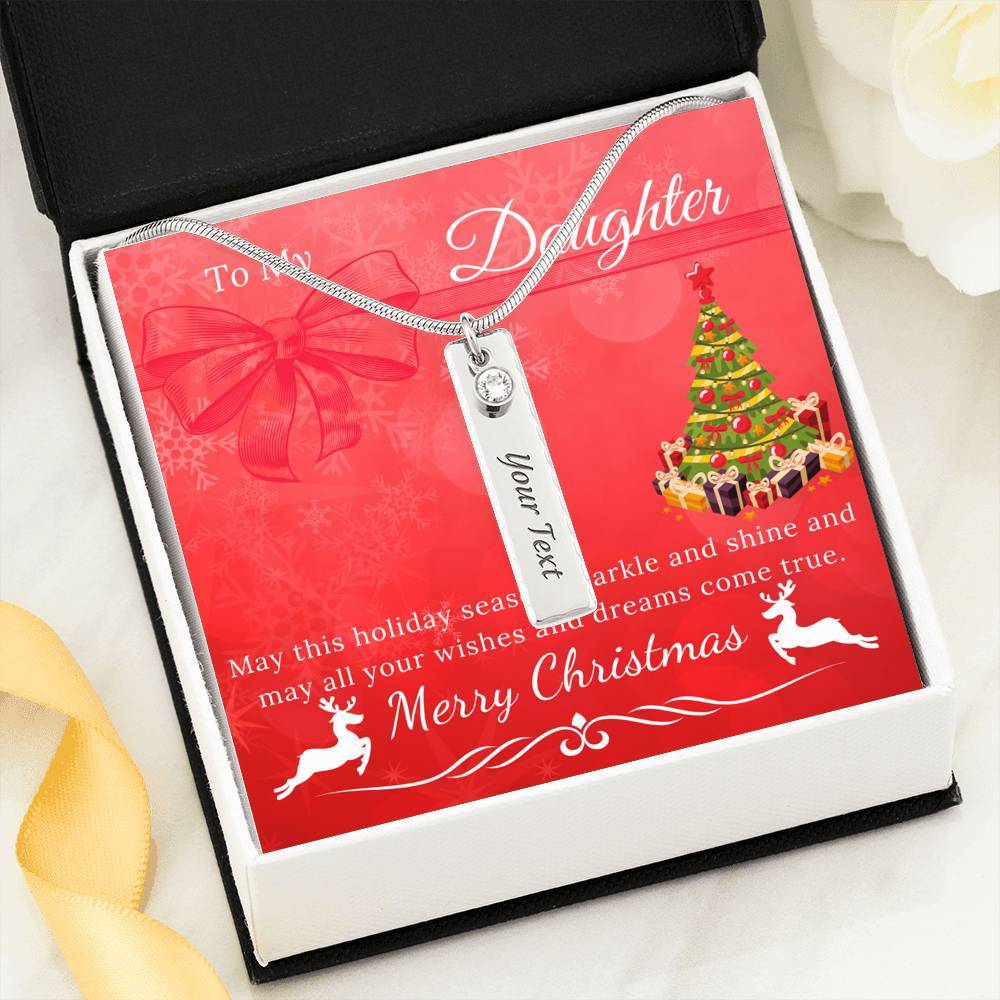To My Daughter - Birthstone Name Necklace - Christmas Gift Set-BUNNYKACHU