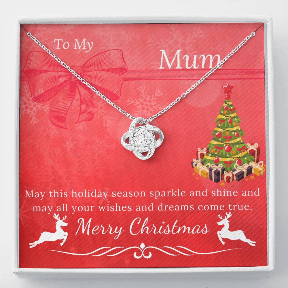 To My Mum Sparkle and Shine Love Knot Christmas Necklace Gift Set-BUNNYKACHU