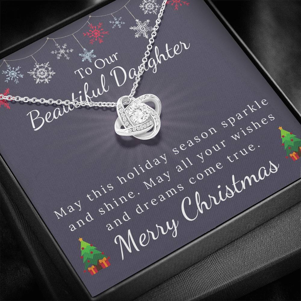 To My Beautiful Daughter - Christmas Gift - Sparkle and Shine Love Knot Necklace-BUNNYKACHU