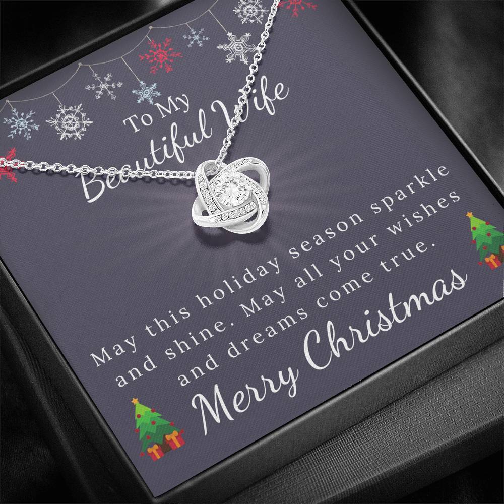 To My Beautiful Wife - Christmas Gift - Sparkle and Shine Love Knot Necklace-BUNNYKACHU