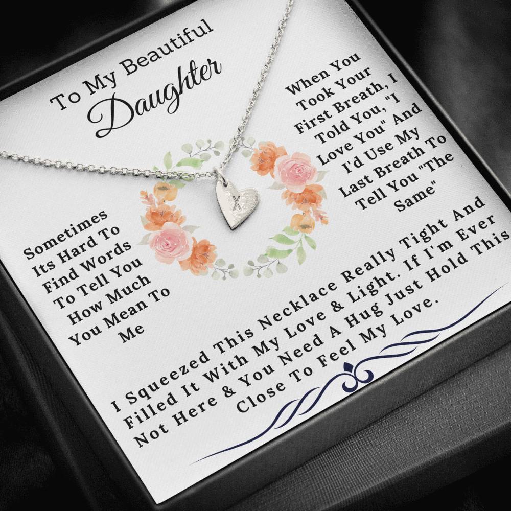 To My Beautiful Daughter - Love and Light Initial Necklace Gift Set With Sweet Heart Charms-BUNNYKACHU