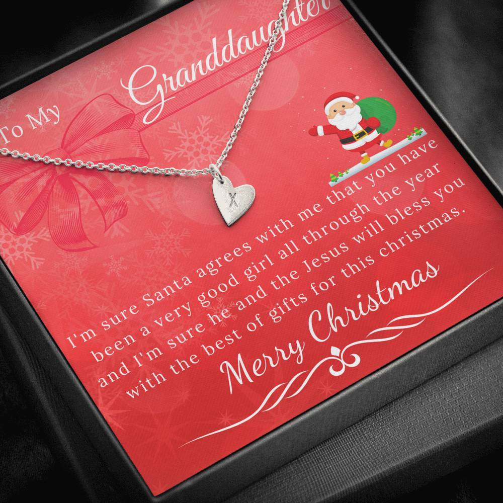 To My Beautiful Granddaughter Sweetheart Charms Christmas Necklace Gift Set-BUNNYKACHU