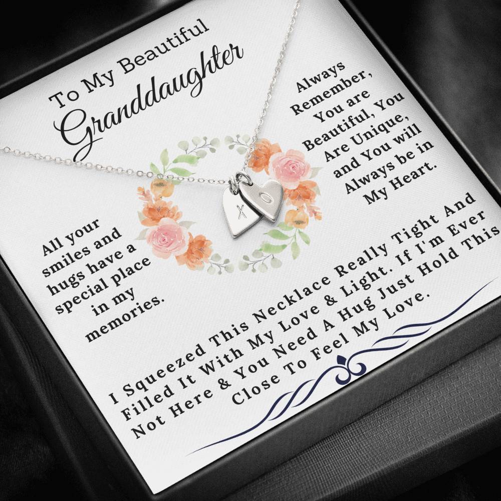 To My Beautiful Granddaughter - Love and Light Initial Necklace Gift Set With Sweet Heart Charms-BUNNYKACHU