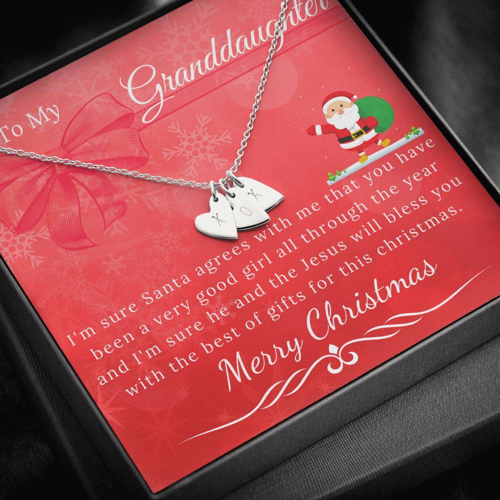 To My Beautiful Granddaughter Sweetheart Charms Christmas Necklace Gift Set-BUNNYKACHU