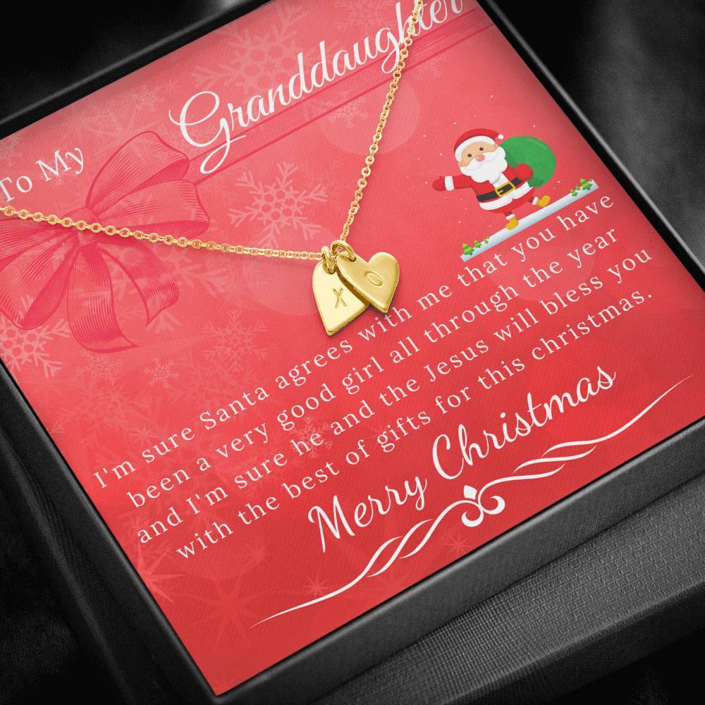 To My Beautiful Granddaughter Sweetheart Charms Christmas Necklace Gift Set-BUNNYKACHU