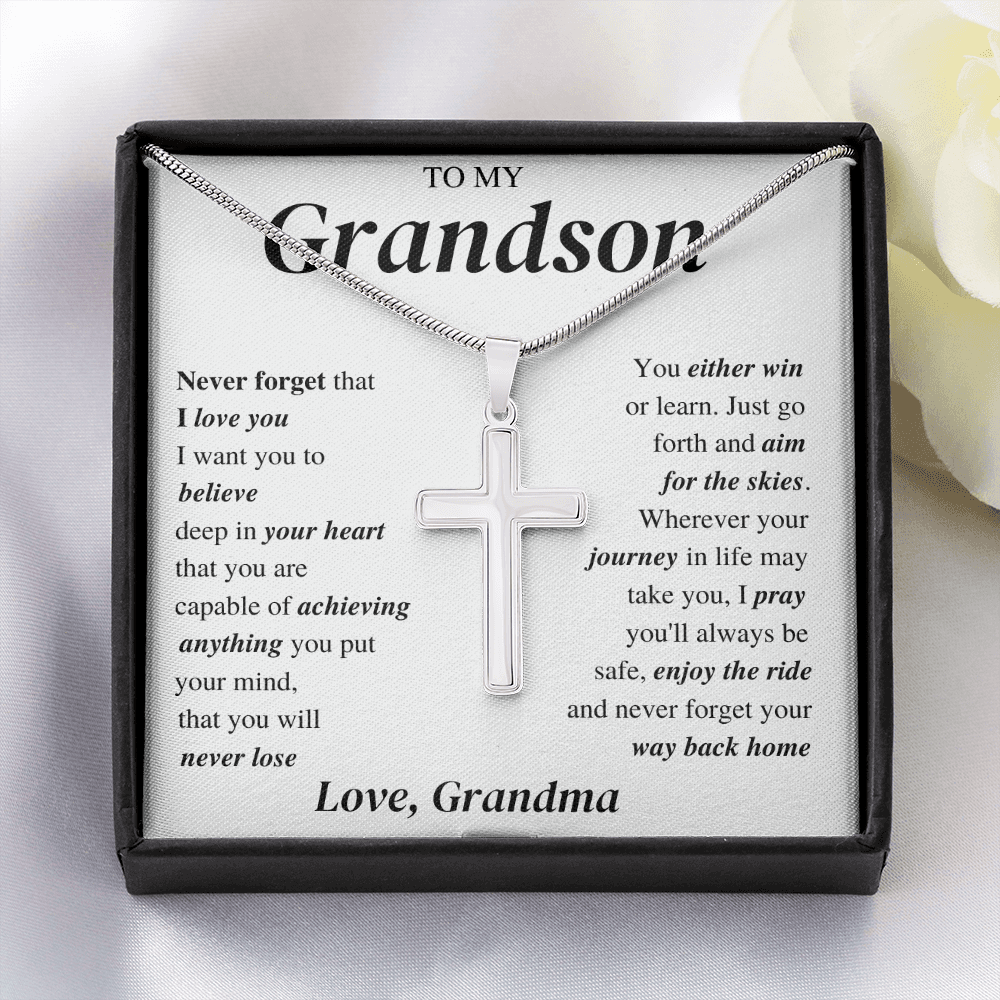 Grandson Gift; Cross Necklace-BUNNYKACHU
