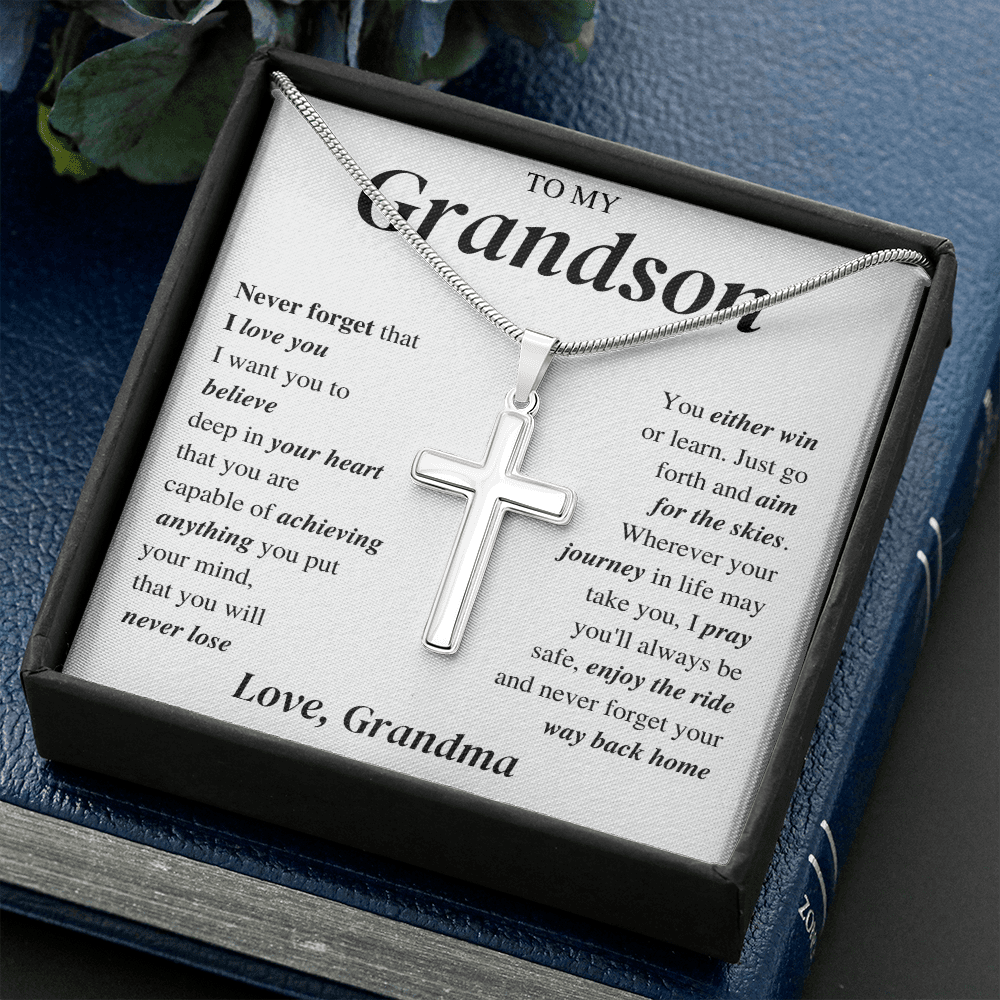 Grandson Gift; Cross Necklace-BUNNYKACHU