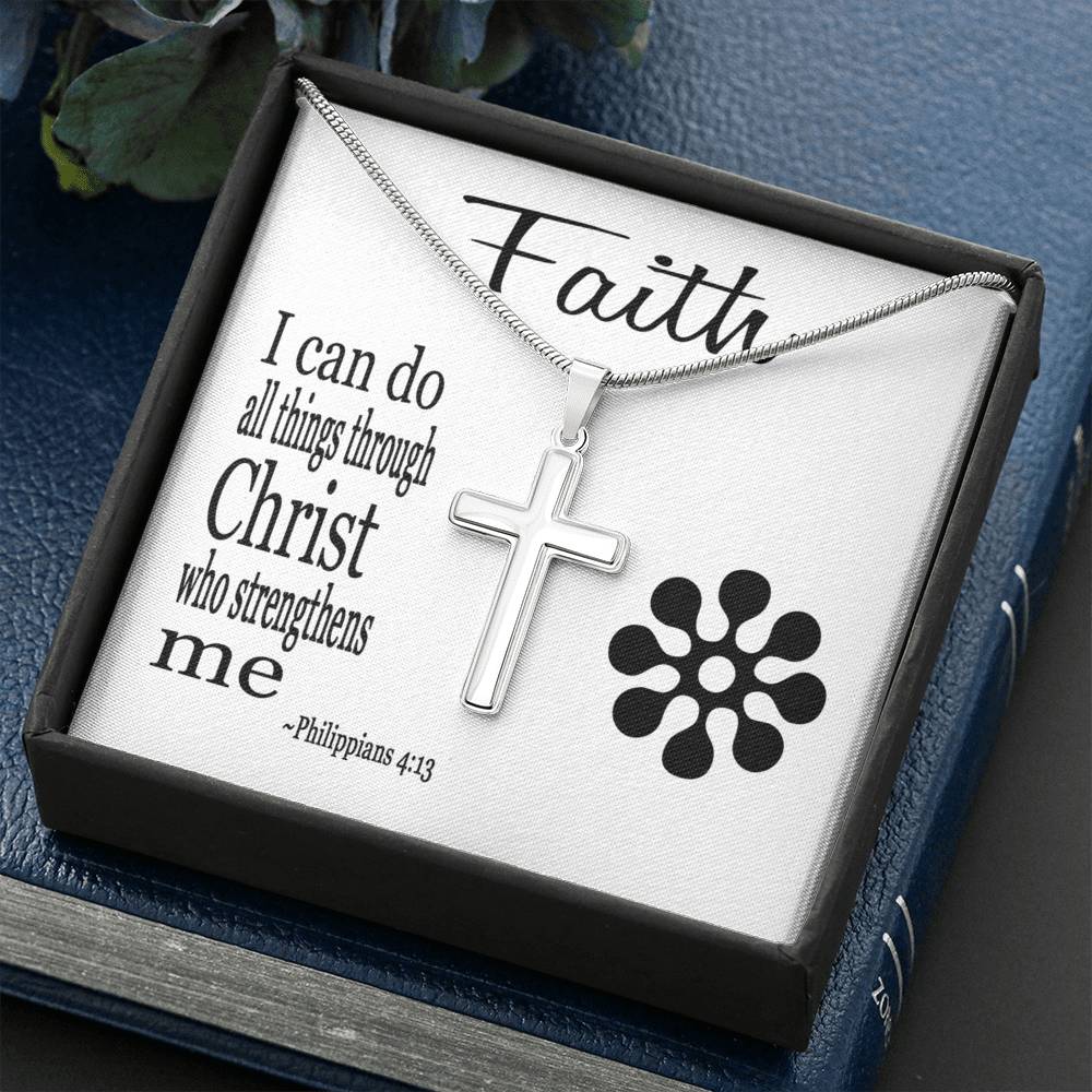 14K White Gold Cross Necklace-BUNNYKACHU