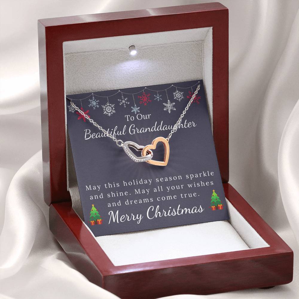To My Beautiful Granddaughter - Christmas Gift - Sparkle and Shine Interlock Hearts Necklace-BUNNYKACHU
