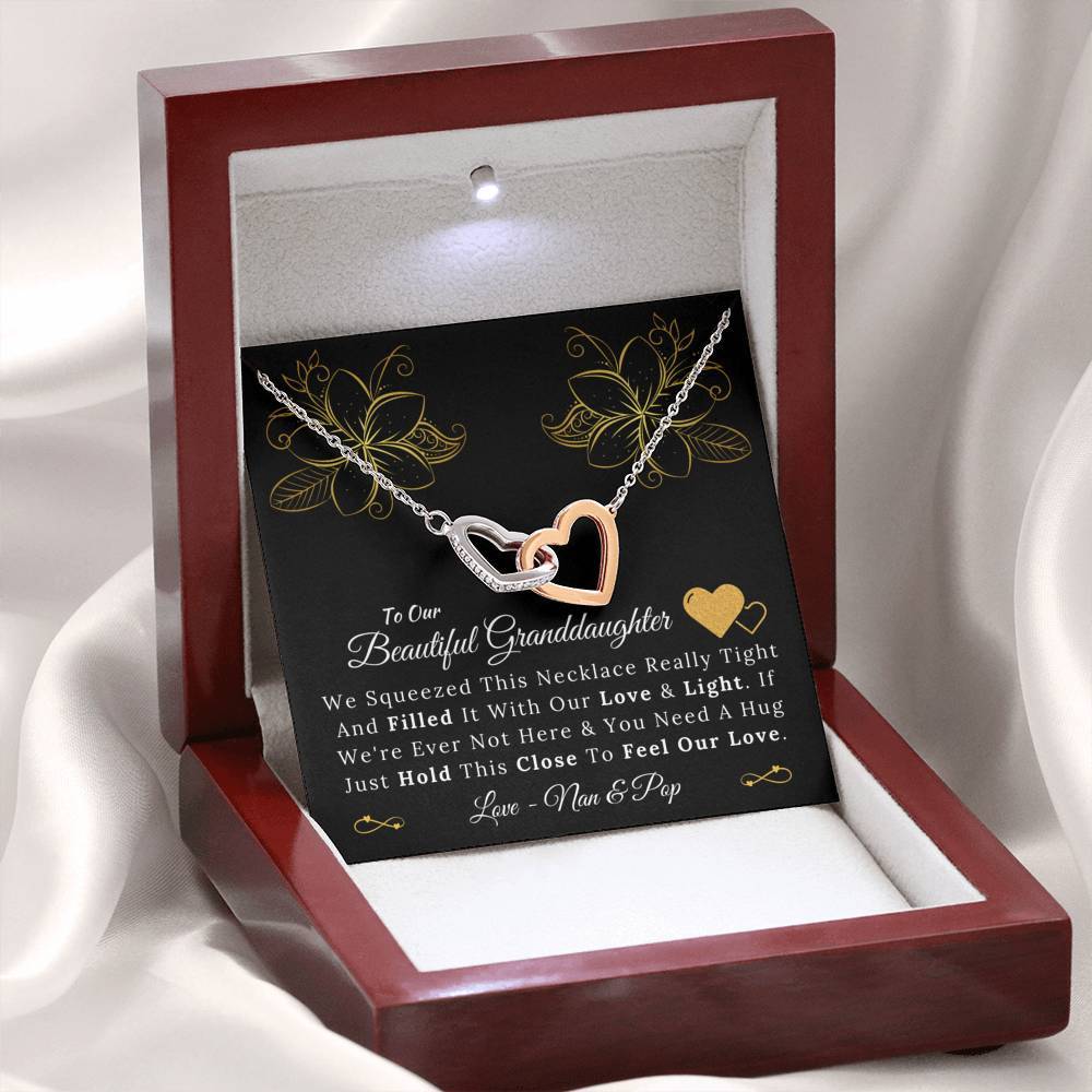 To My Beautiful Granddaughter From Nan and Pop - Love and Light - Interlocking Hearts Necklace-BUNNYKACHU