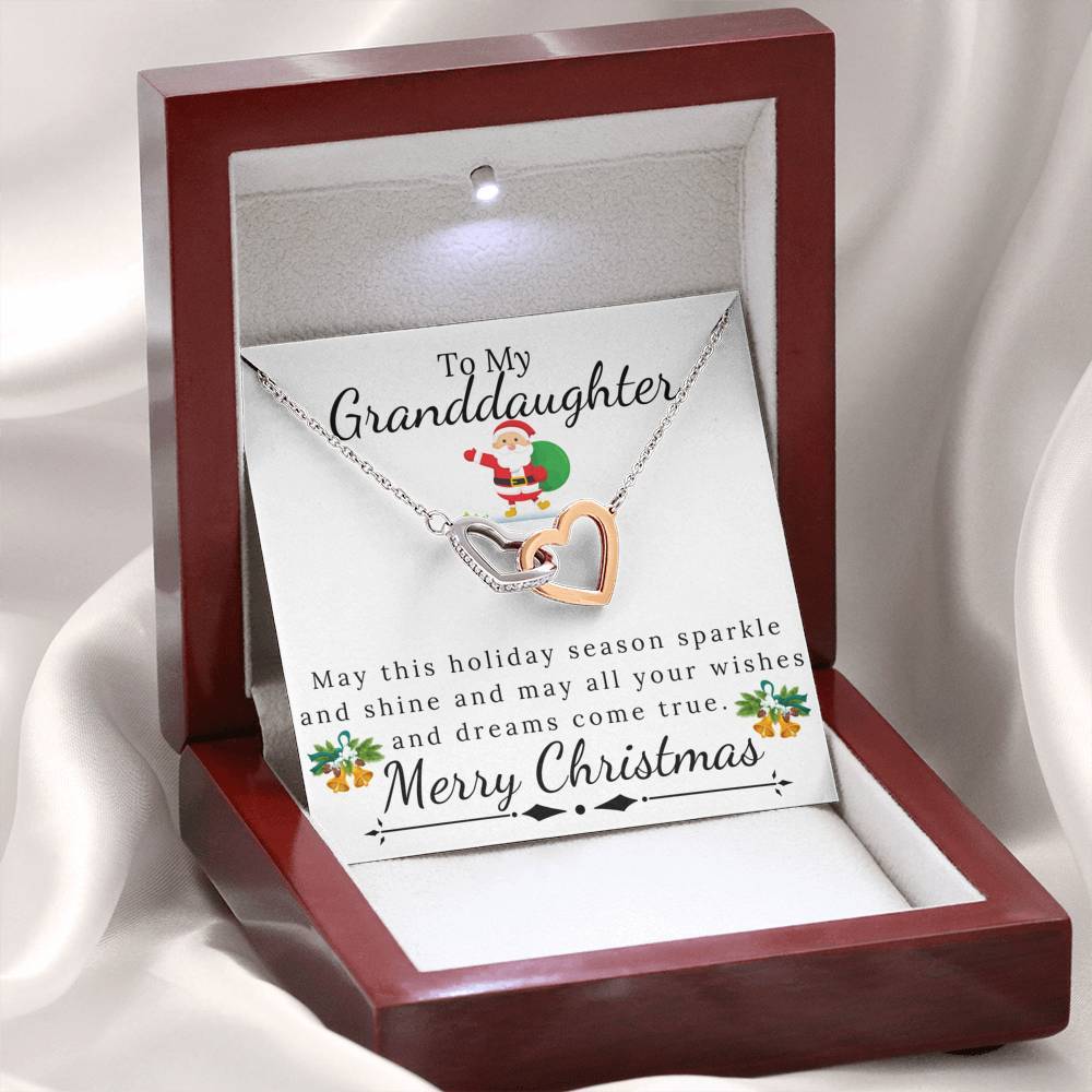 To My Granddaughter - Christmas Interlock Hearts Necklace-BUNNYKACHU