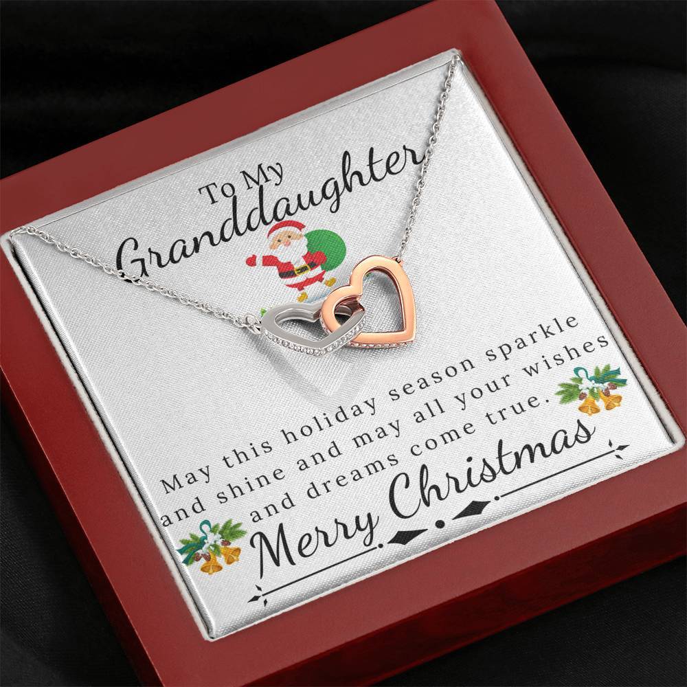 To My Granddaughter - Christmas Interlock Hearts Necklace-BUNNYKACHU