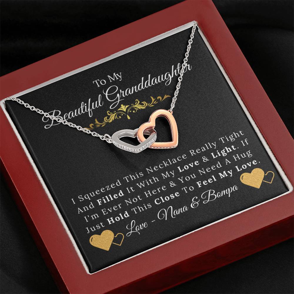 To My Beautiful Granddaughter - Love and Light - Interlocking Hearts Necklace - Nana and Bompa-BUNNYKACHU