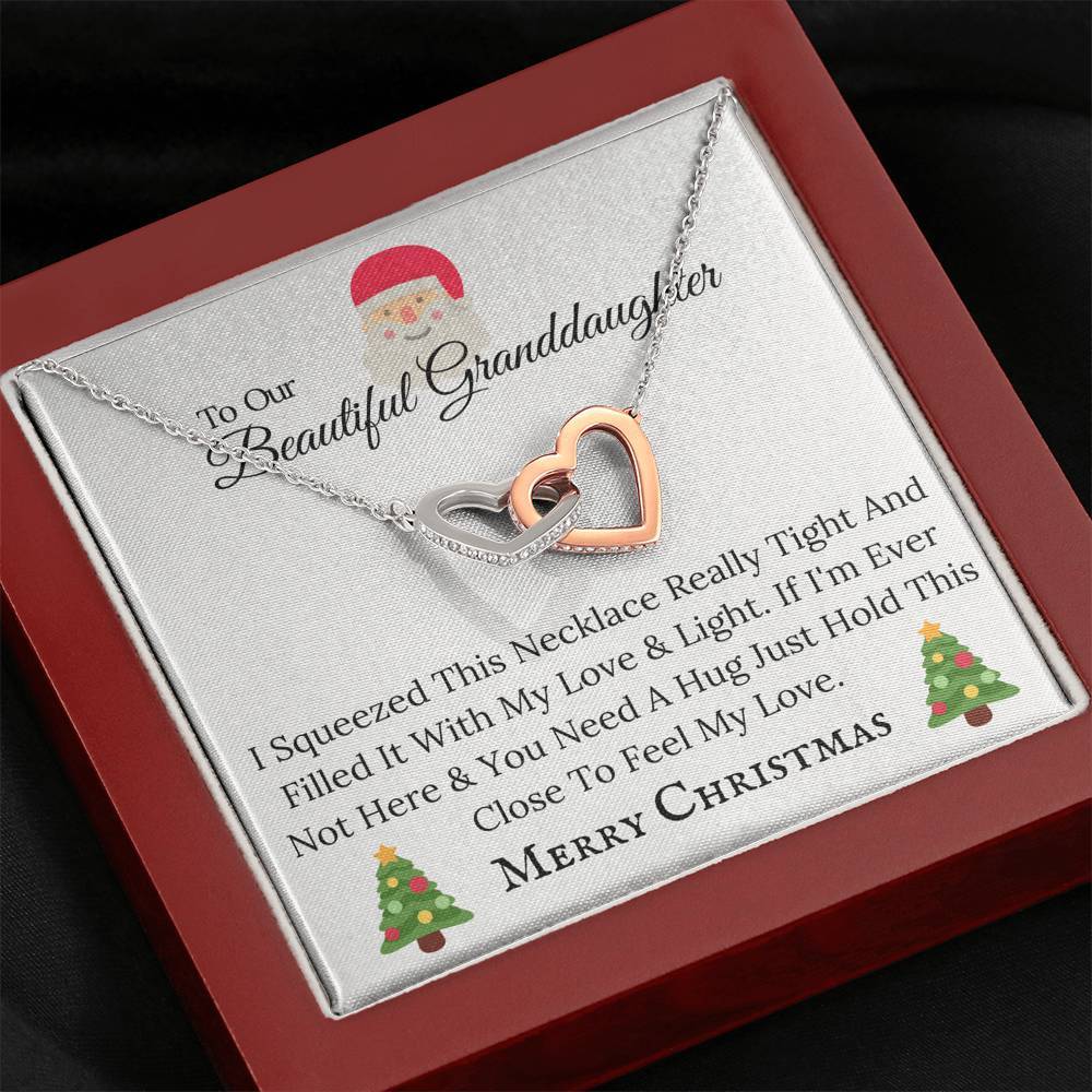 To Our Beautiful Granddaughter- Christmas Gift - Interlocking Hearts Necklace - Filled With My Love and Light-BUNNYKACHU