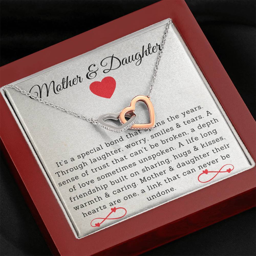 Mother and Daughter - Beautiful Bond That Spans The Years - Interlocking Hearts Necklace-BUNNYKACHU
