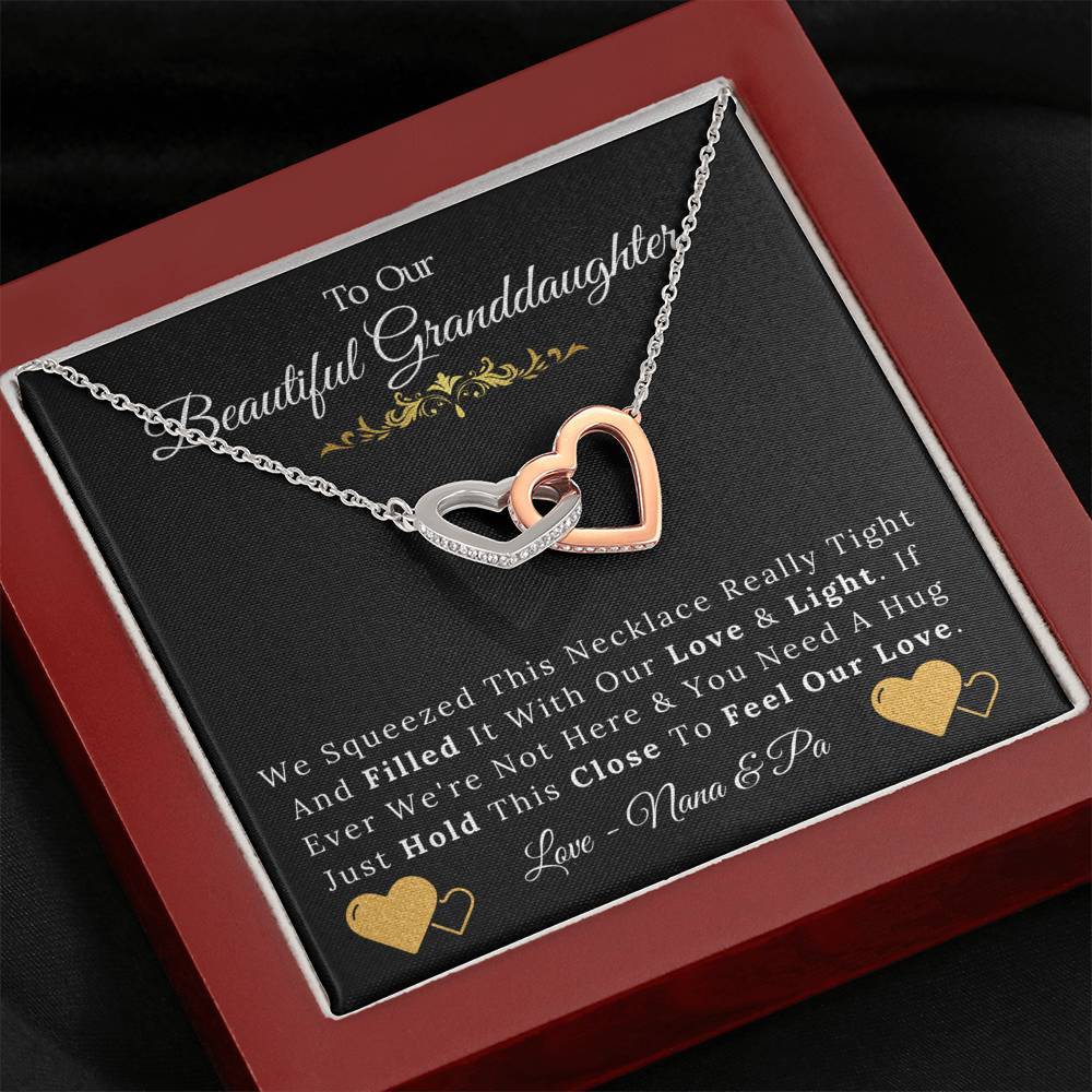 To Our Beautiful Granddaughter From Nana & Pa - Love and Light - Interlock Hearts Necklace-BUNNYKACHU