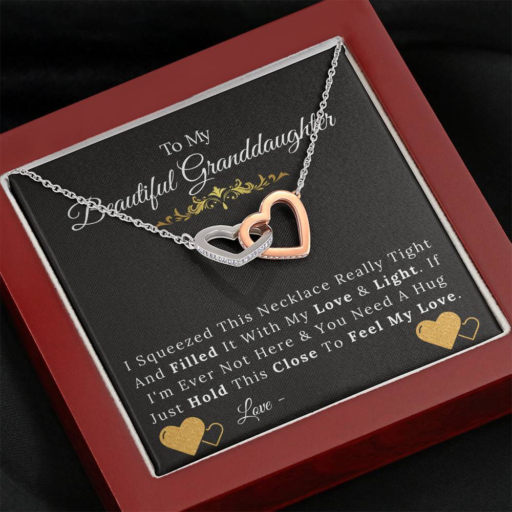 To My Beautiful Granddaughter - Add Your Signature - Love and Light - Interlock Hearts Necklace-BUNNYKACHU