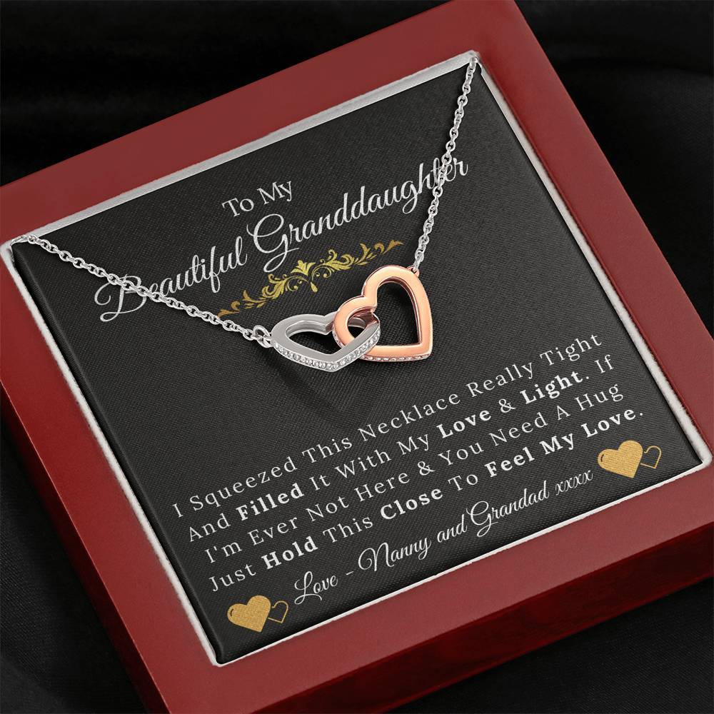 To My Beautiful Granddaughter - Love and Light - Interlock Hearts Necklace - Nanny & Granddad-BUNNYKACHU